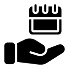 Hand holding a calendar icon symbolizing date or schedule.